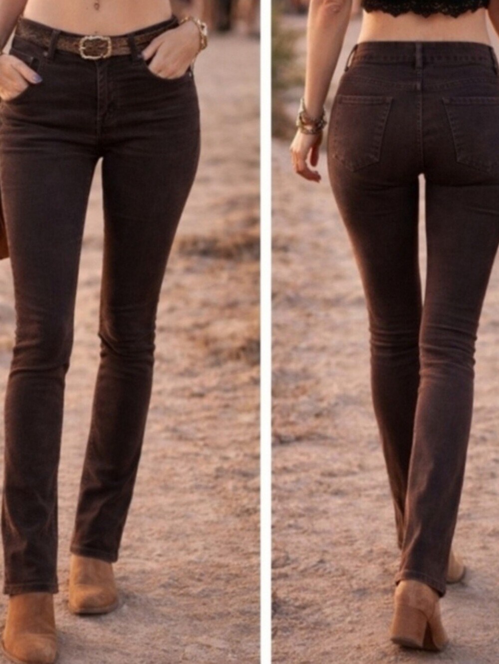 EXCELLENT CONDITION 7 For All Mankind Brown Pants Mid Rise Skinny